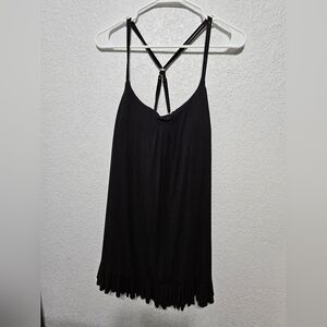 Black Strappy Dress with Ruffle Hem Padded